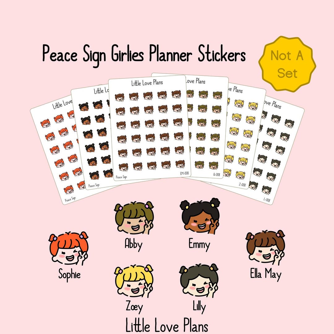 Girl Sign Sticker Little Girl Peace Sign Stickers for Planners Cute Planner Stickers for ...