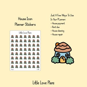 56 schattige plannerstickers met huispictogram voor Hobonichi, Erin Condren, Happy Planner, Plum Paper en nog veel meer. I-006