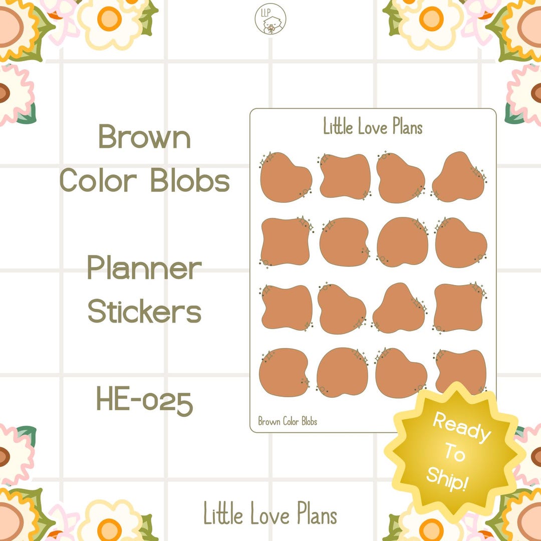 16 Cute Brown Color Blobs Planner Stickers HE-025 - Etsy