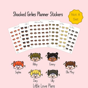 Shocked Girlies Planner Sticker Sheet - girl planner stickers, planner girl stickers, stickers for planners, mood stickers