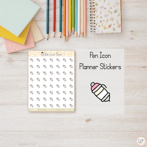 Pen sticker sheet for planners writing pen stickers stationery supplies stickers journaling stickers