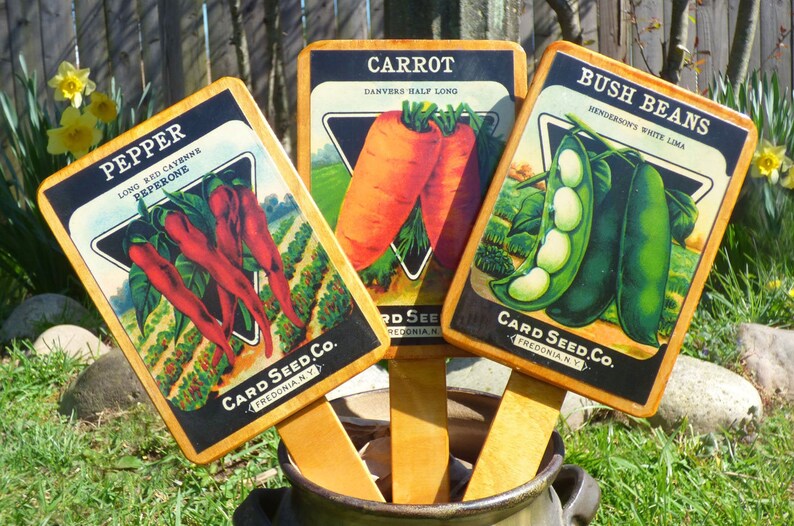 Vintage Garden Vegetable Markers Etsy
