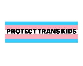 Pegatina para parachoques con el lema "Protejamos a los niños trans"