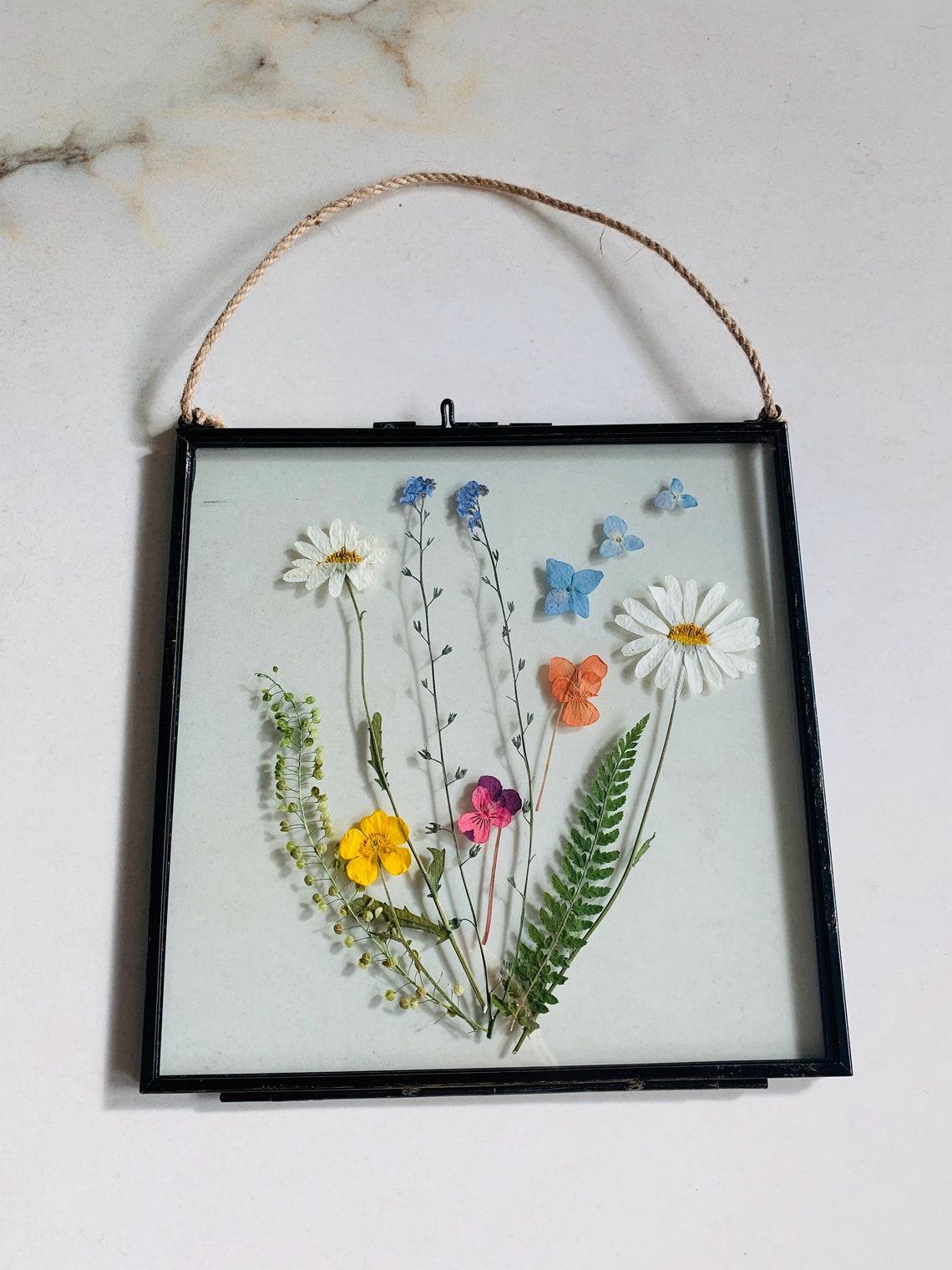 Pressed Flower Glass Frame Vintage Wall Hanging Wild Etsy