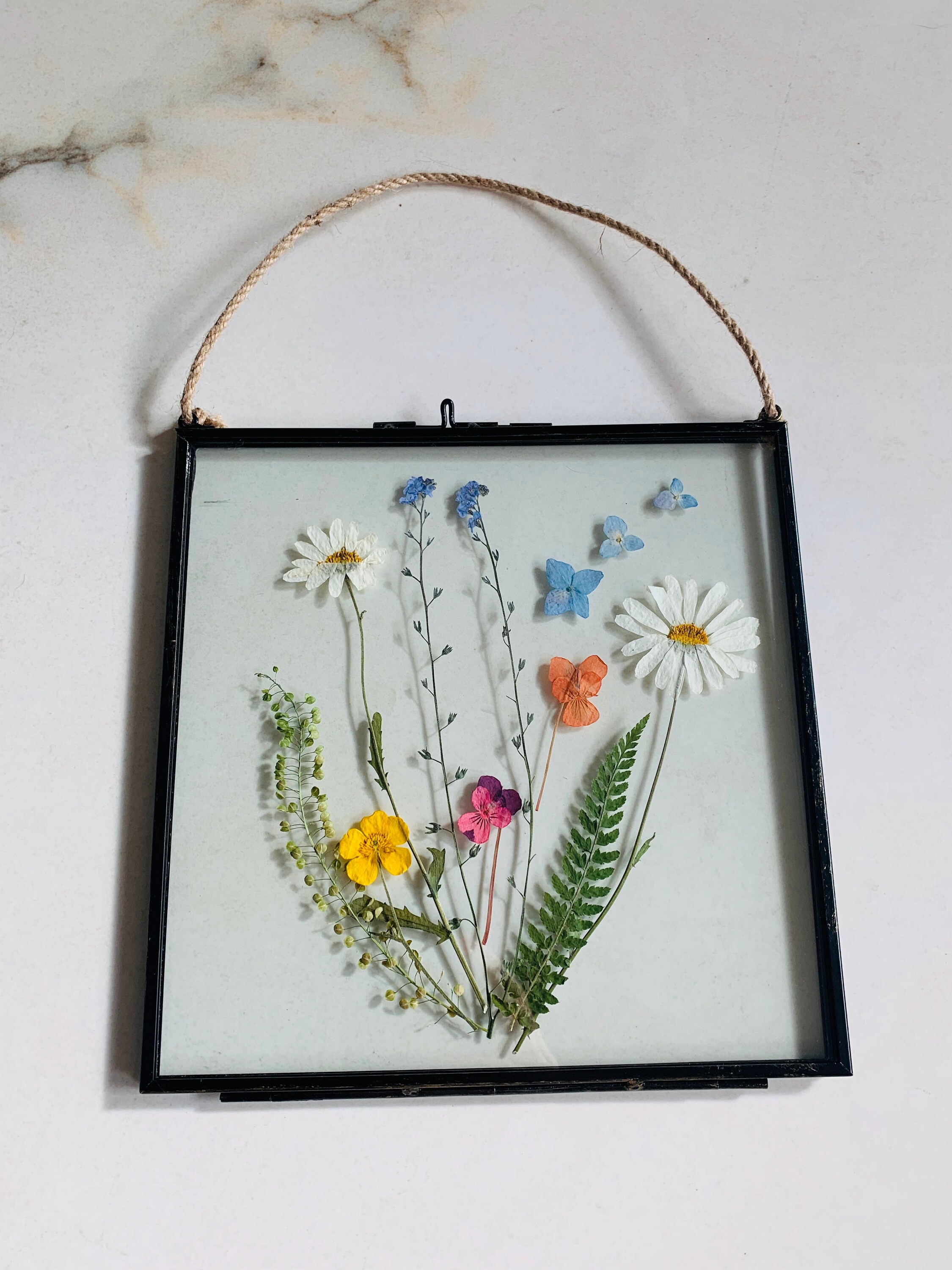 Pressed Flower Glass Frame Vintage Wall Hanging Wild Etsy