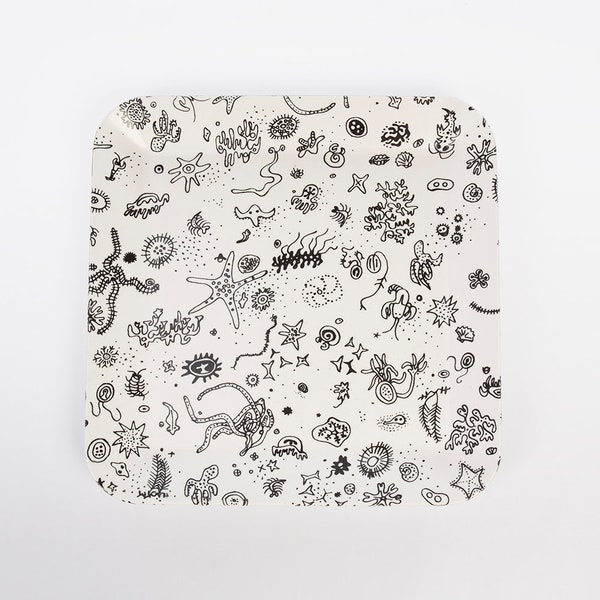 Sea Things Serving Trays Manufactured by Waverly - White & Black - Square