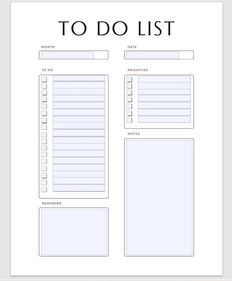 Minimal to Do List Fillable Printable Simple Tasks List Template Etsy