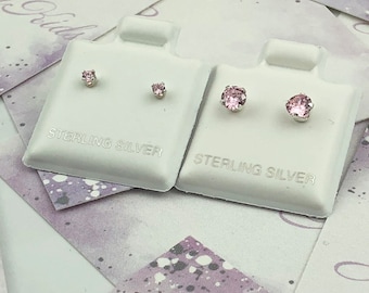 Girls Birthstone Earrings •Round CZ Stud Earrings • 925 sterling silver earrings • minimalist studs • studs for girls • gift for daughter