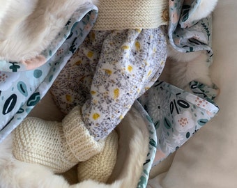 Chaussons layette fait main 0/3mois 100% merinos