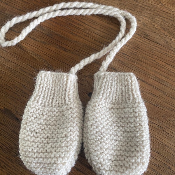 Moufles pour bébé taille naissance 100% laine mérinos