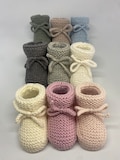 Handmade merino layette slippers product logo