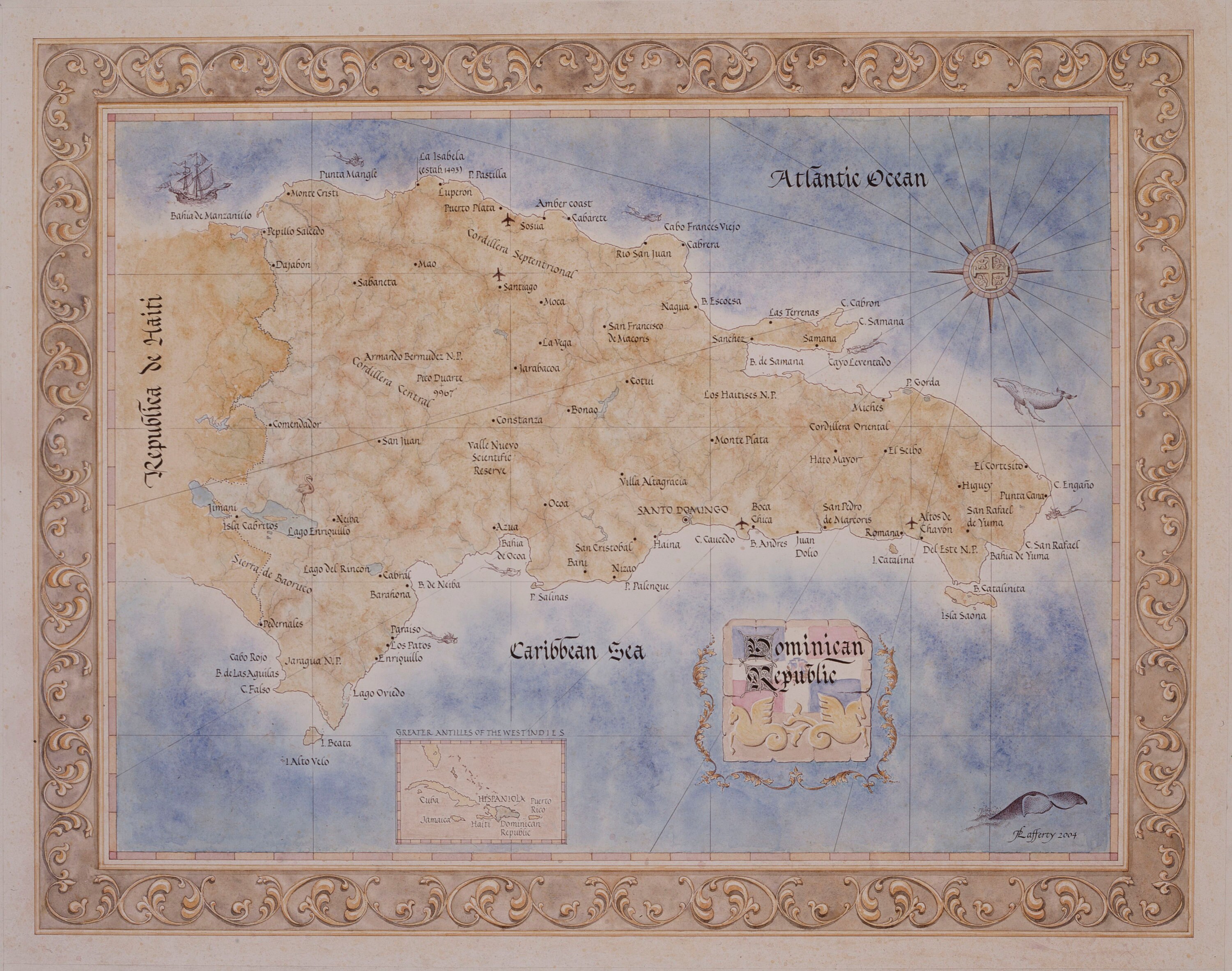 Antique Style Map of the Dominican Republic - Etsy