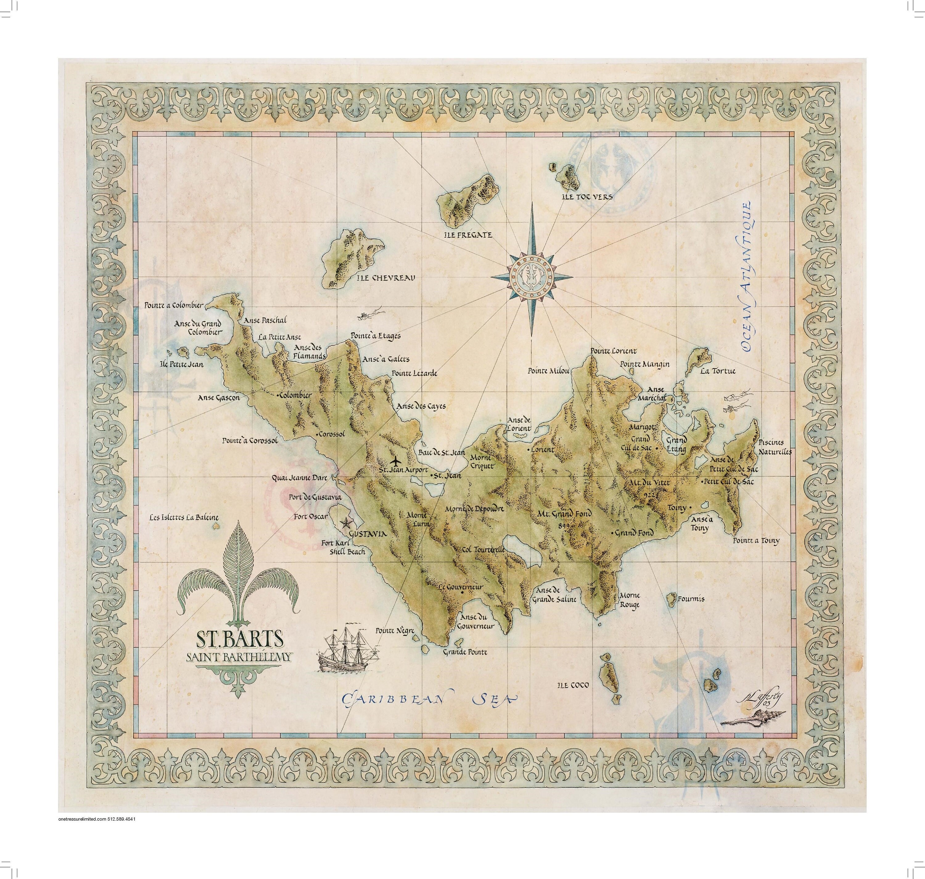 Antique Style Map of St. Barts/st Barthelemy Etsy