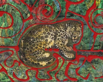 Abstract Leopard Mixed Media Original Artwork Home Decor Small Painting