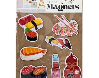 Imanes de nevera con temática de sushi, decoración de cocina, imanes de comida en miniatura, decoraciones japonesas