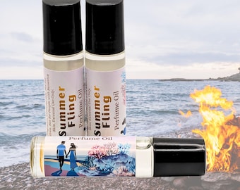 Summer Fling Perfume Oil | Ocean and Sea Salt Fragrance | Amber & Bonfire Scent | Beach-Inspired Roll-On Perfume | Handmade Perfume Oil