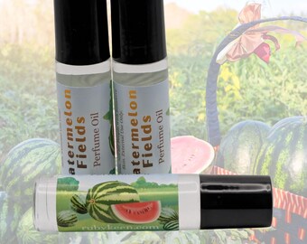 Aceite perfumado Campos de Sandía / Fragancia de sandía fresca y hierba recién cortada / Aroma a picnic de verano / Perfume roll-on de 7 ml