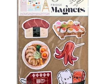 Imanes para nevera con temática de plato de sushi, decoración de cocina, imanes de comida en miniatura, decoraciones japonesas