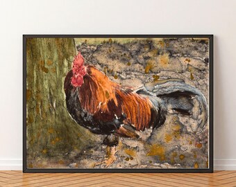 Brown Chicken Framed Fine Art Poster, Wall Art, Farm Art