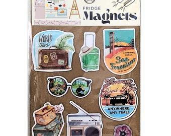 Imanes de nevera para viajes – Decoración para vacaciones en California – Imanes de cocina para viajes por carretera – Regalo para amantes de la aventura