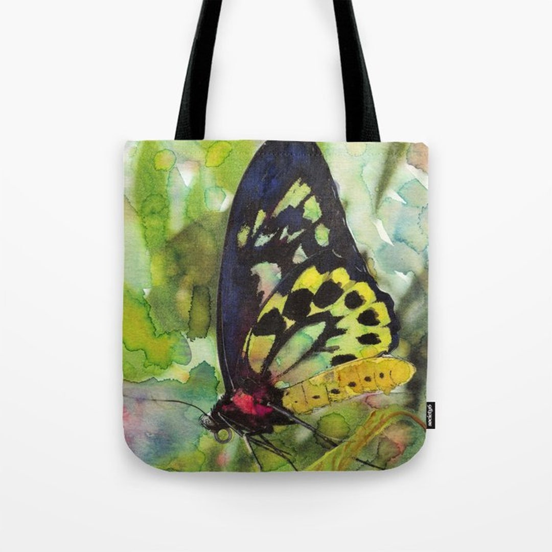 Butterfly With Green Background Tote Bag Butterfly Shopping - Etsy