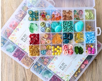 Kit de cuentas de jardín de flores silvestres, cuentas de flores, dijes de flores, suministros para hacer joyas, pulseras DIY