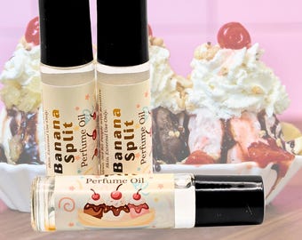 Banana Split Perfume Oil | Banana, Strawberry & Chocolate Fragrance | Sweet Gourmand Roll-On Perfume | Dessert Inspired Perfume Oil