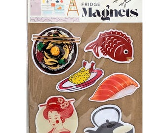 Imanes de nevera con temática de geisha japonesa, decoración de cocina, imanes de comida en miniatura, imanes kawaii para nevera de sushi.