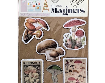 Imanes de nevera de hongos naturales hechos a mano: decoración botánica de cocina con temática de bosque