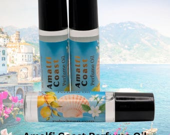 Aceite perfumado Costa Amalfitana / Fragancia Cítrica Brisa Marina / Perfume en roll-on de 7 ml / Aroma a bergamota, limón y océano / Aroma de verano para viajes