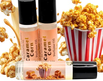 Aceite perfumado de palomitas de maíz con caramelo / Fragancia dulce y gourmand en roll-on / Aroma artesanal de panadería de 7 ml / Delicia veraniega / Perfume acogedor para postres