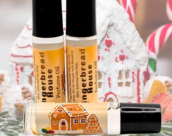 Aceite perfumado Casa de Jengibre / Fragancia en roll-on de vainilla especiada para repostería / 7 ml Aroma gourmand navideño artesanal / Regalo de Navidad
