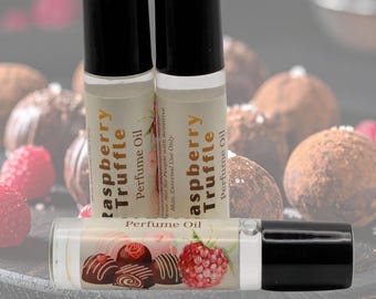 Aceite perfumado de trufa de frambuesa / Fragancia de chocolate blanco y frambuesa / Aroma dulce y gourmand de postre. Perfume roll-on de 7 ml.