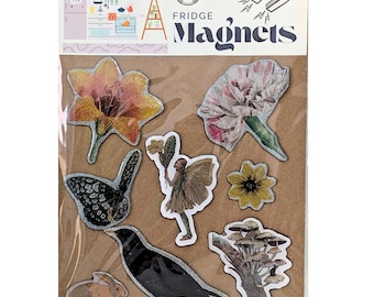 Imanes de nevera con temática natural, decoración de cocina, imanes de hadas, mariposas y pájaros.