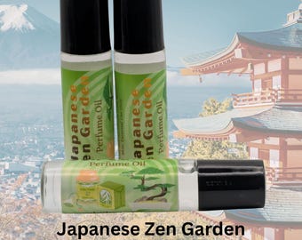 Aceite perfumado Jardín Zen Japonés / Aroma floral de té verde fresco / Fragancia en roll-on de 7 ml / Perfume limpio inspirado en un spa de verano