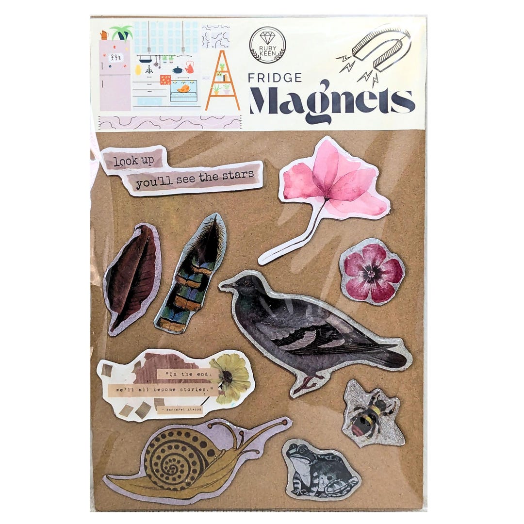 Nature Themed Fridge Magnets Kitchen Decor Flowers Magnets Snails ...