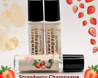 Aceite de perfume de champán y fresa / Almizcle afrutado dulce, roll-on de 7 ml
