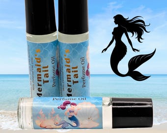 Mermaid's Tail Perfume Oil | Ocean Inspired Fragrance | Melon, Bergamot And Mandarin | Rain & Frankincense Scent | Roll-On Perfume