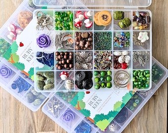 Kit de cuentas Forest Walk: hongo, búho y rosa para hacer joyas