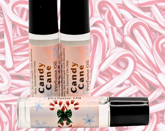 Aceite perfumado con aroma a bastón de caramelo / Fragancia en roll-on de menta dulce / 7 ml Aroma navideño artesanal / Perfume gourmand navideño / Aceite para combinar