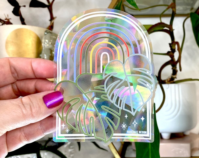 STICKER | Rainbow Monstera | Rainbow Making Suncatcher Window Decal