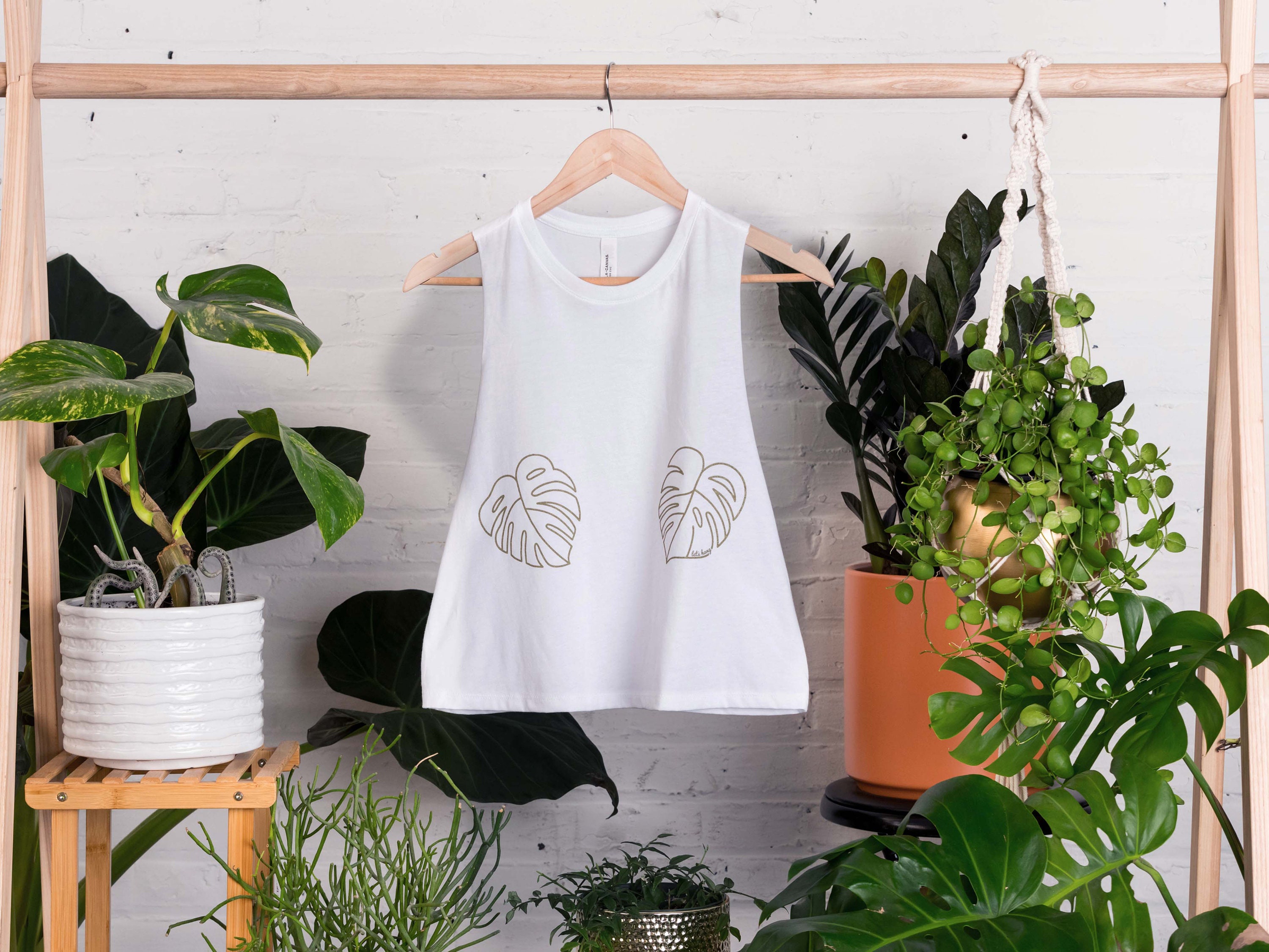 Crop  Monstera Titties Let's Hang - White