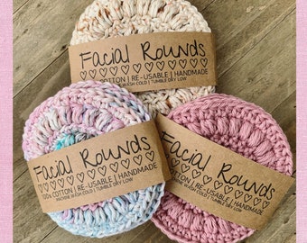 Cotton Makeup Pads, reusable makeup wipes, reusable cotton rounds, ecofriendly, handmade gift, reusable face wipes, facial cleansing rounds