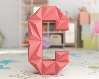 C Letter Low Poly Papercraft, Alphabet C, 3D letter, 3d origami letter, PDF Template, DIY Paper Craft 3d model, home school activities