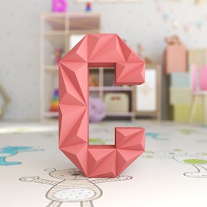 Letra C Low Poly Papercraft, Alfabeto C, letra 3D, carta de origami 3d, plantilla PDF, modelo 3d DIY Paper Craft, actividades escolares en casa