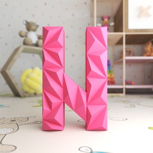 N Low Poly Papercraft, Letra, Alfabeto N 3D, Letra 3D, Regalo, Cartas Papercraft, Plantilla PDF, Modelo 3d DIY Paper Craft, decoración de pared
