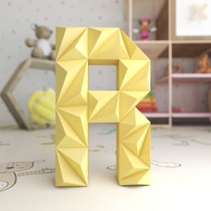 R Low Poly Papercraft, Carta, Alfabeto R 3D, Letra 3D, Regalo, Cartas Papercraft, Plantilla PDF, Modelo 3d DIY Paper Craft, decoración de pared