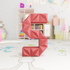 S Low Poly Papercraft, Letra, Alfabeto S 3D, Letra 3D, Regalo, Cartas Papercraft, Plantilla PDF, Modelo 3d DIY Paper Craft, decoración de pared