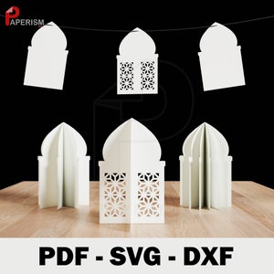 3D hanging Mosque papercraft, PRINTABLE Ramadan decoration, SVG Paper Masjid banner, DIY Eid masjid activity, Islamic Mosque banner craft