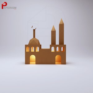 3D Mosque Model, PRINTABLE Ramadan Decor, Ramadan Papercraft lantern, SVG Paper Masjid Decoration, DIY Eid masjid activity, Hajj Kids craft image 8